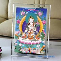 佛畫佛像唐卡 白文殊師利菩薩畫像 相紙塑封 高清 佛像畫實木相框水晶擺臺 歷史價格詳細信息