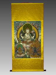 四臂觀音心咒種子字觀想圖片 相紙塑封 咒輪畫像相框水晶擺臺 唐卡 佛畫 歷史價格詳細信息