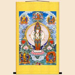 卡卡字畫~唐卡十一面千手千眼觀音畫像掛畫故宮藏微噴復製畫供奉絲綢卷軸畫 歷史價格詳細信息