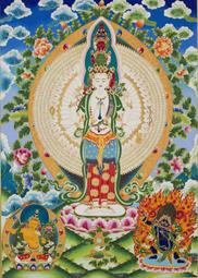 佛畫佛像唐卡 唐卡描金四臂觀音畫像145 觀世音大士圖片 相紙雙面塑封擺臺 歷史價格詳細信息