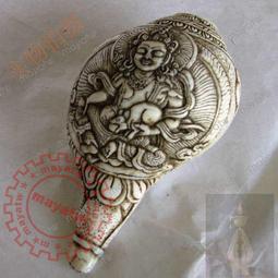 [RELI-W00382] 藏傳佛教法器供品 尼泊爾法螺鑲嵌寶石和綠松石 六字真言 歷史價格詳細信息