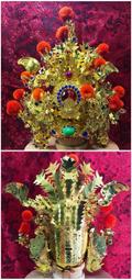 神帽 合金帽 2尺神尊戴 1尺頭圍 銀色 水鑽 絨球 五佛帽 觀音帽 歷史價格詳細信息