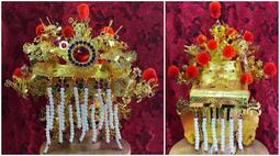 神帽 合金帽 2尺神尊戴 1尺頭圍 銀色 水鑽 絨球 五佛帽 觀音帽 歷史價格詳細信息