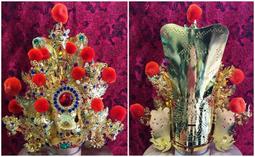 神帽 合金帽1尺6神尊戴 8吋頭圍 金色 水鑽 絨球 武盔 關公帽 歷史價格詳細信息