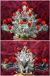 神帽 合金帽 2尺神尊戴 1尺頭圍 銀色 水鑽 絨球 五佛帽 觀音帽 歷史價格詳細信息