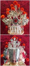 神帽 合金帽 2尺神尊戴 1尺頭圍 銀色 水鑽 絨球 五佛帽 觀音帽 歷史價格詳細信息