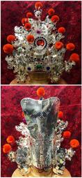 神帽 合金帽 2尺神尊戴 1尺頭圍 銀色 水鑽 絨球 五佛帽 觀音帽 歷史價格詳細信息