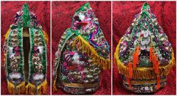 神衣 1尺6連座穿 坐1尺3高椅穿 1尺4長 平繡 鱗片珠 龍袍 含奉帽 紅 歷史價格詳細信息