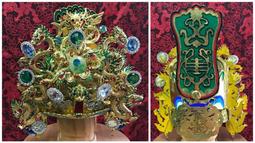 安金紙帽 5吋6神尊戴 4吋頭圍 漆線 安金 水鑽 紙帽 天公帽 關帝帽 歷史價格詳細信息