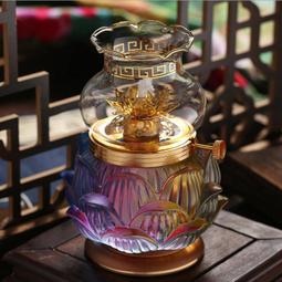 供佛燈琉璃旋轉供佛蓮花燈LED插電長明燈七彩家用寺廟佛燈水晶燈 歷史價格詳細信息