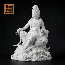 七珍 陶瓷佛像《28吋 立荷滴水觀音》白瓷觀世音菩薩立像家用供奉 歷史價格詳細信息