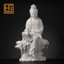 七珍 陶瓷佛像《28吋 立荷滴水觀音》白瓷觀世音菩薩立像家用供奉 歷史價格詳細信息