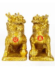 風水閣 銅麒麟聚寶盆擺件麒麟壹對家居辦公室裝飾工藝品禮品 歷史價格詳細信息