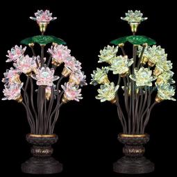 水晶花瓶蓮花燈led家用菩薩供燈佛供佛燈寺廟24小時插電長明燈 歷史價格詳細信息