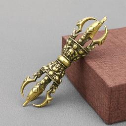 黃銅金剛杵擺件馬頭明王降魔杵純銅三面普巴杵金剛橛藏傳密宗法器 歷史價格詳細信息