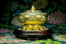 金法  藏密八吉祥浮雕 古銅小型 盤香爐 歷史價格詳細信息