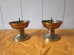 燭台(27)~~銅製~~含針總高約19CM~~不吸磁~~一對合售 歷史價格詳細信息