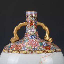 古董古玩瓷器收藏 大清乾隆年制粉彩手繪山水紋描金瓶 33/18老物 歷史價格詳細信息