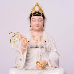 漢白玉觀音菩薩家用坐蓮觀音佛像翠玉鑲金觀世音菩薩客廳供佛擺件 歷史價格詳細信息