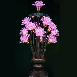 水晶花瓶蓮花燈led家用菩薩供燈佛供佛燈寺廟24小時插電長明燈 歷史價格詳細信息