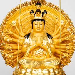 純銅貼金南海觀世音觀音佛像坐蓮家用供奉觀音菩薩像娑婆三聖擺件 歷史價格詳細信息