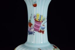 古董古玩老瓷器花瓶 清康熙青花山水撣瓶一對 包老保真老物件收藏 歷史價格詳細信息