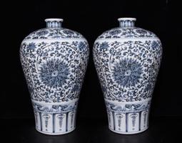 明洪武青花松竹梅雙耳瓶 古董古玩收藏品 仿古瓷器擺件 老貨舊貨 歷史價格詳細信息