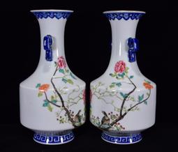 古董古玩老瓷器花瓶 清康熙青花山水撣瓶一對 包老保真老物件收藏 歷史價格詳細信息