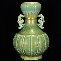 古董古玩明清官窯老瓷器收藏 清乾隆斗彩龍紋雙耳瓶 農村舊貨老物 歷史價格詳細信息