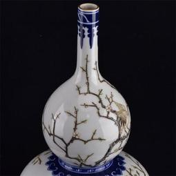 大清乾隆粉彩描金喜上眉梢棒槌瓶 仿古瓷器古董真品包老保真古玩 歷史價格詳細信息