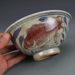 明青花釉里紅靈芝紋高腳杯仿古瓷器古董古玩舊貨老貨收藏品擺件 歷史價格詳細信息