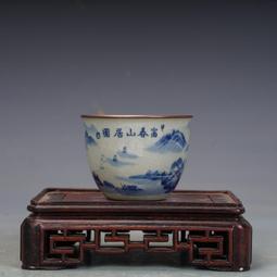 景德鎮仿古老陶泥青花龍鳳紋主人品茗杯古董古玩舊貨老貨收藏真品 歷史價格詳細信息