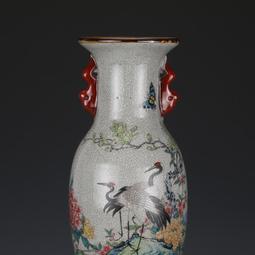 大清乾隆松石綠釉堆花貫耳瓶 古瓷器 舊貨老貨 古董古玩 收藏品 歷史價格詳細信息