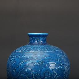 清乾隆天藍釉膽式瓶 古董古玩景德鎮仿古做舊瓷器收藏品擺件 歷史價格詳細信息