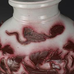 元祭藍開窗釉里紅龍紋罐 古董古玩收藏品 仿古瓷器擺件舊貨老貨 歷史價格詳細信息