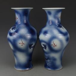 大清康熙年制綠地青花人物棒槌瓶 古董古玩收藏品 老貨舊貨擺件 歷史價格詳細信息