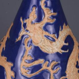 元祭藍開窗釉里紅龍紋罐 古董古玩收藏品 仿古瓷器擺件舊貨老貨 歷史價格詳細信息