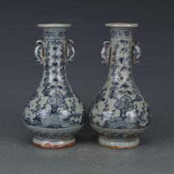 明洪武青花松竹梅雙耳瓶 古董古玩收藏品 仿古瓷器擺件 老貨舊貨 價格比較,價格查詢,歷史價格詳細信息