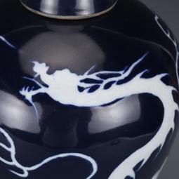 元祭藍開窗釉里紅龍紋罐 古董古玩收藏品 仿古瓷器擺件舊貨老貨 歷史價格詳細信息