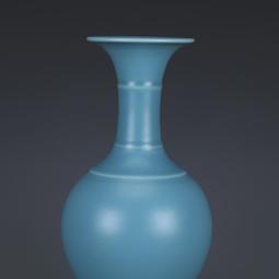 清雍正天藍釉花觚 仿古瓷器 古董古玩 舊貨老貨收藏品手工擺件 歷史價格詳細信息