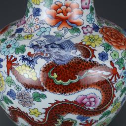 大清乾隆三彩花斑釉蟠龍筆筒文房用具仿古瓷器古董古玩收藏真品 歷史價格詳細信息