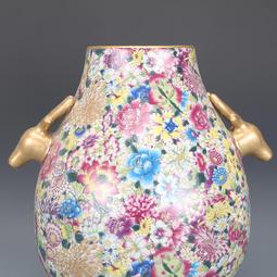 大清乾隆瓷器萬花開窗嬰戲扁瓶仿古瓷器古董古玩清朝瓷器真品收藏 歷史價格詳細信息