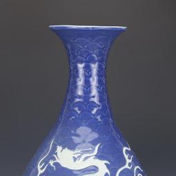 元祭藍開窗釉里紅龍紋罐 古董古玩收藏品 仿古瓷器擺件舊貨老貨 歷史價格詳細信息
