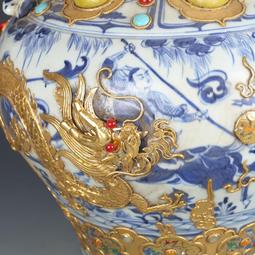 元青花鑲銅鳳穿牡丹梅瓶 仿古瓷器古董古玩收藏 包老保真出土擺件 歷史價格詳細信息