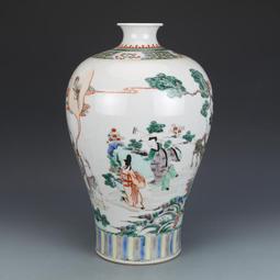 大清康熙年制綠地青花人物棒槌瓶 古董古玩收藏品 老貨舊貨擺件 歷史價格詳細信息