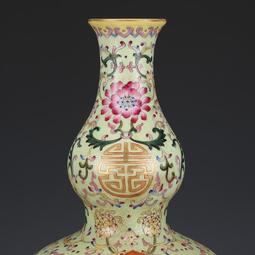 古董古玩老瓷器花瓶 清乾隆祭蘭鎏金壽字包銅回流尊瓶 老物件收藏 歷史價格詳細信息