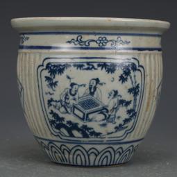 古瓷器 古董瓷器 明代青花描金孔雀紋四系扁瓶（38.5&times;28&times;12cm）1200-5807 歷史價格詳細信息