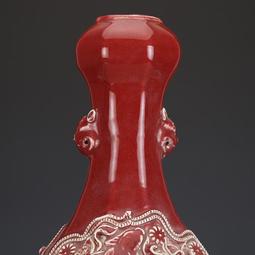 元祭藍開窗釉里紅龍紋罐 古董古玩收藏品 仿古瓷器擺件舊貨老貨 歷史價格詳細信息