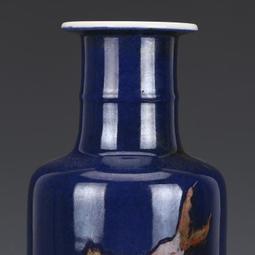 大清康熙祭藍五彩花鳥紋觀音瓶 仿古瓷器古董真品古玩收藏擺件 歷史價格詳細信息