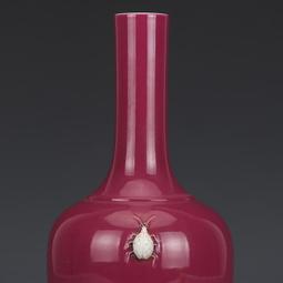 大清雍正胭脂紅描金浮雕昆蟲玉壺春瓶 仿古瓷器古董古玩收藏真品 歷史價格詳細信息